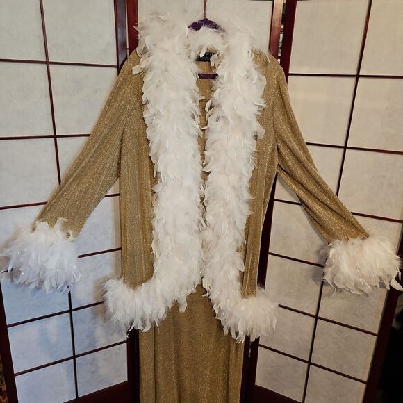 Glamorous ALEX Evenings Sparkling Gold Maxi Dress/Cardigan Set - Picture 1 of 14